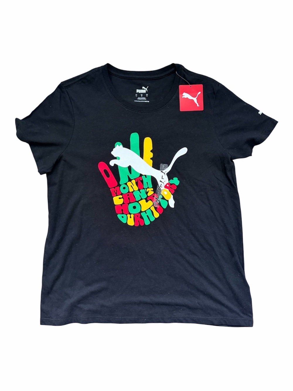 Puma Black Tee with White Logo Print